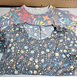 2 LuLaRoe Shirt Womens Large Tunic Tops Colorful Geometric Athleisure Wear